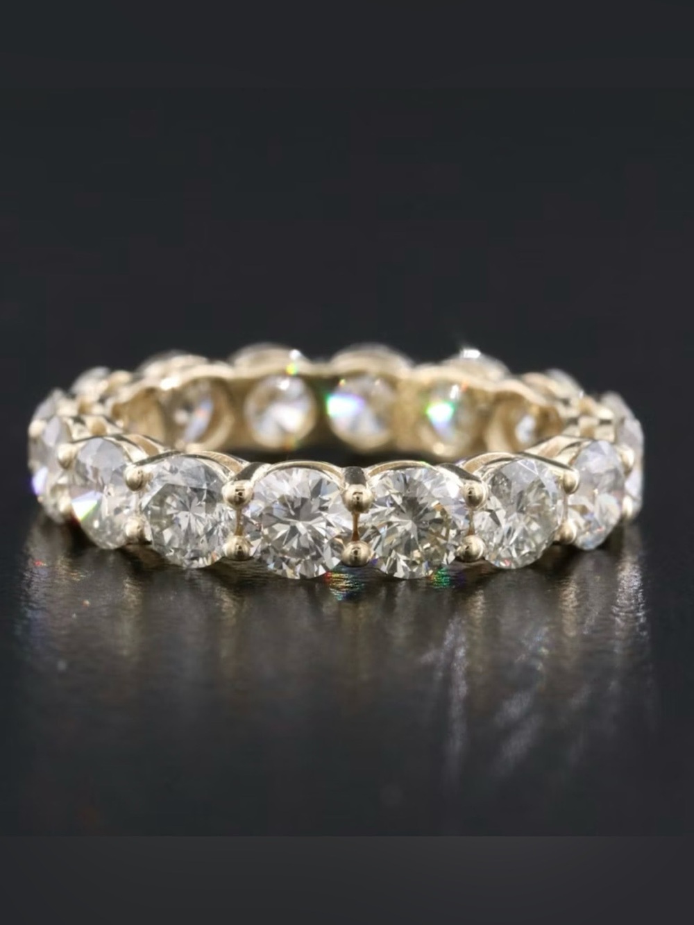NATURAL 14K yellow gold 3.84 CTW Diamond Eternity Band size 6.25